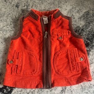 tea brand orange and brown toddler baby boy vest 12-18 months